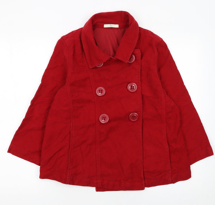 Marks and Spencer Women Red Cotton Pea Coat Size 16 Mid-Length