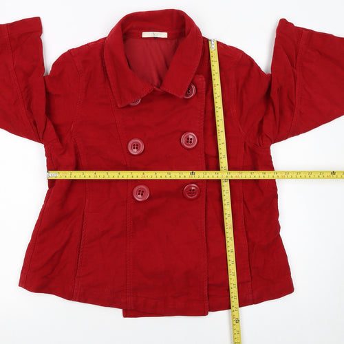 Marks and Spencer Women Red Cotton Pea Coat Size 16 Mid-Length