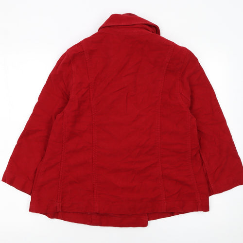 Marks and Spencer Women Red Cotton Pea Coat Size 16 Mid-Length