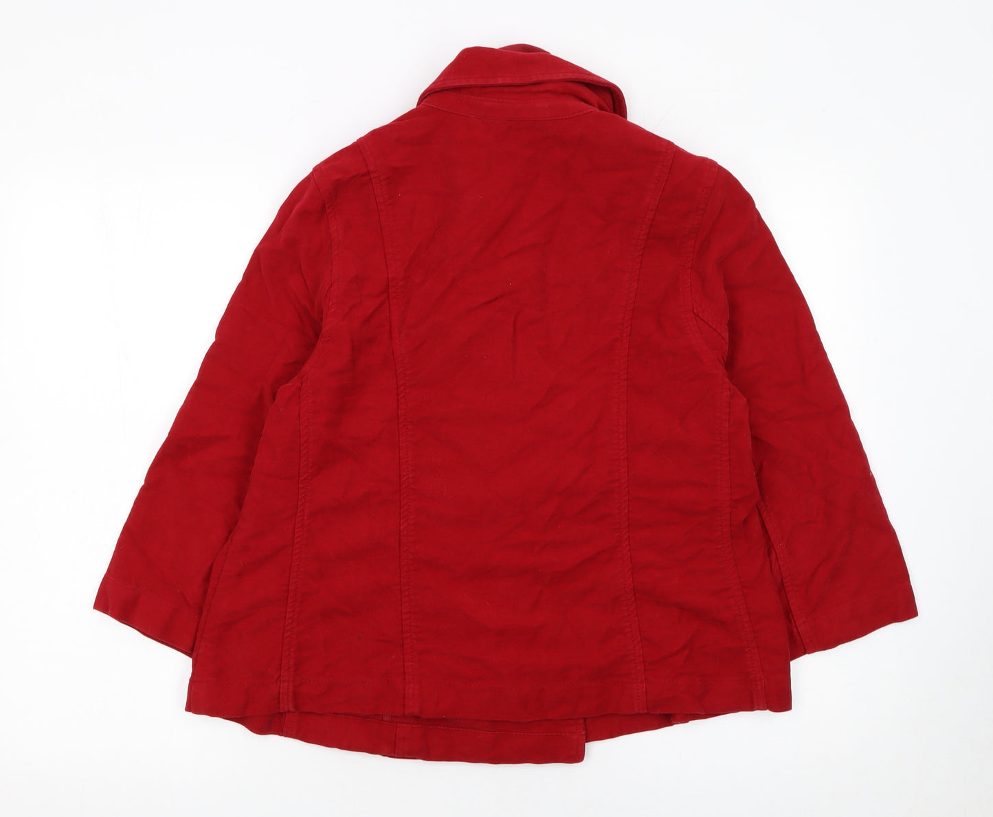 Marks and Spencer Women Red Cotton Pea Coat Size 16 Mid-Length