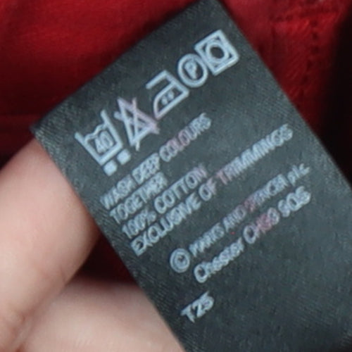 Marks and Spencer Women Red Cotton Pea Coat Size 16 Mid-Length