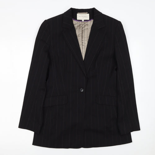 Autonomy Collection Women's Black Pinstripe Wool Blend Blazer Size 10