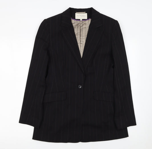 Autonomy Collection Women's Black Pinstripe Wool Blend Blazer Size 10