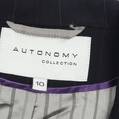 Autonomy Collection Women's Black Pinstripe Wool Blend Blazer Size 10