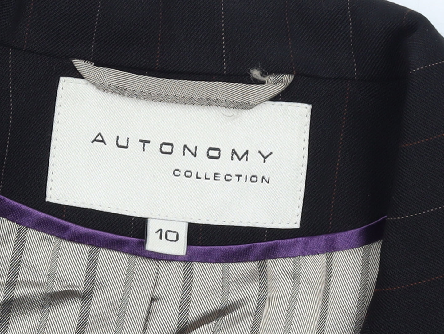 Autonomy Collection Women's Black Pinstripe Wool Blend Blazer Size 10