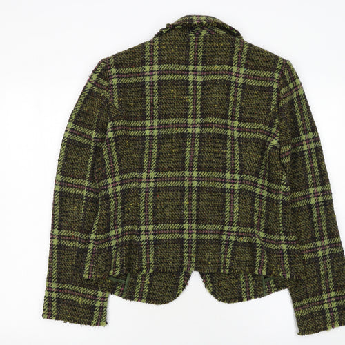Marks and Spencer Per Una Women's Green Wool Tweed Check Blazer Size 14