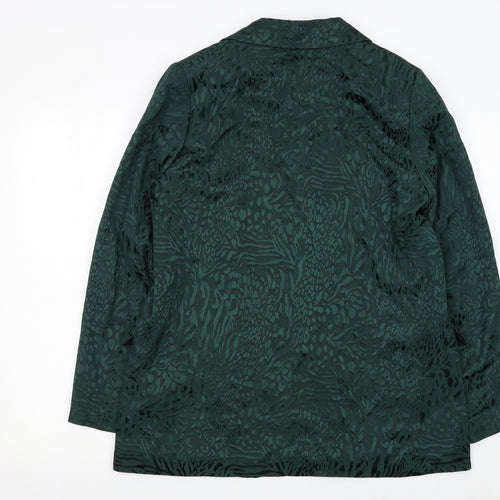 H&M Women’s Green Animal Print Viscose Blazer UK 16 Single-Breasted