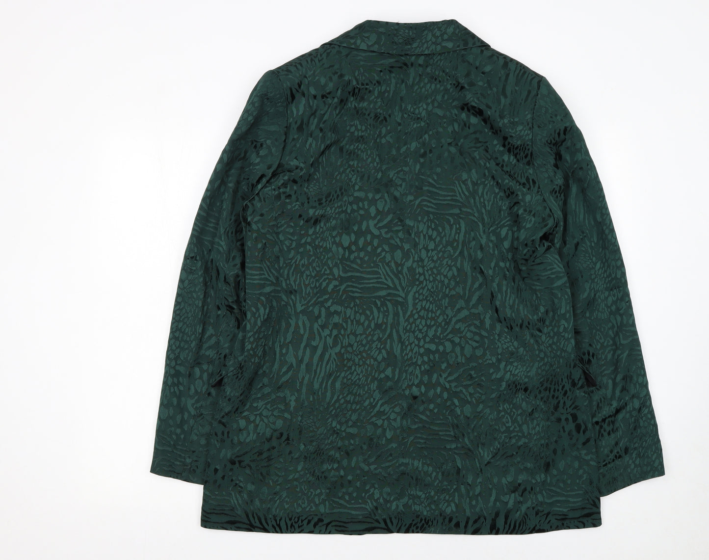 H&M Women’s Green Animal Print Viscose Blazer UK 16 Single-Breasted