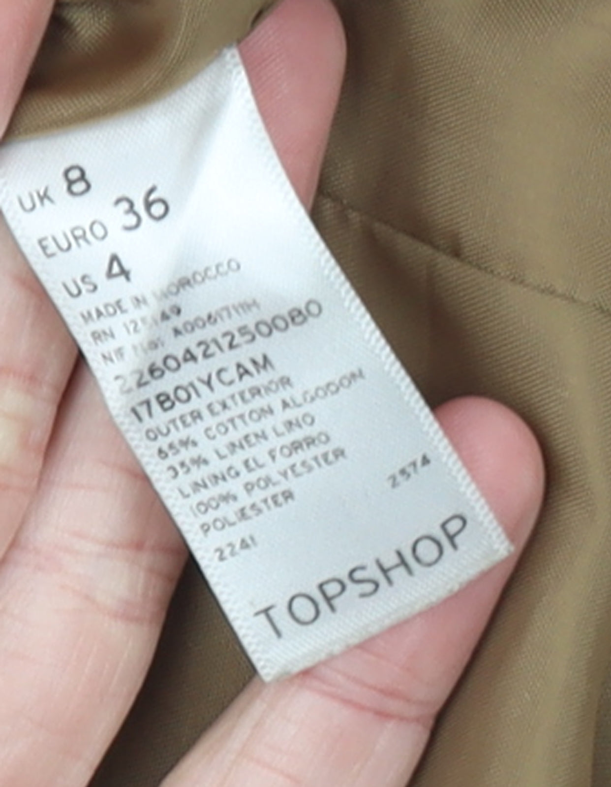 Topshop Women Brown Linen Blend 3/4 Sleeve Blazer UK 8