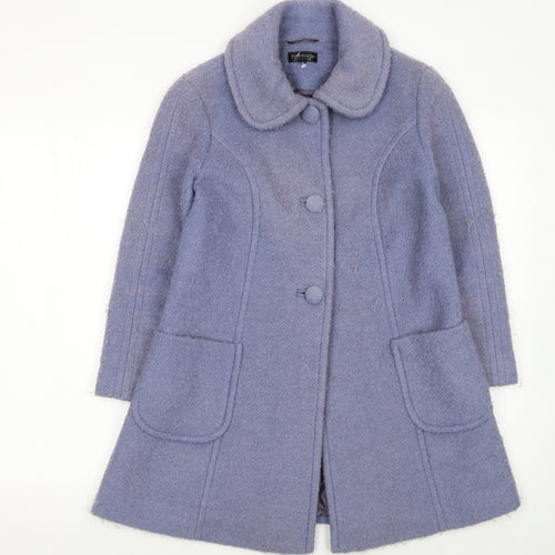 Topshop Women’s Purple Wool Blend Mid-Length Coat UK 8