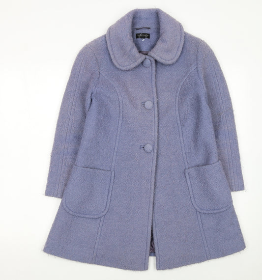 Topshop Women’s Purple Wool Blend Mid-Length Coat UK 8