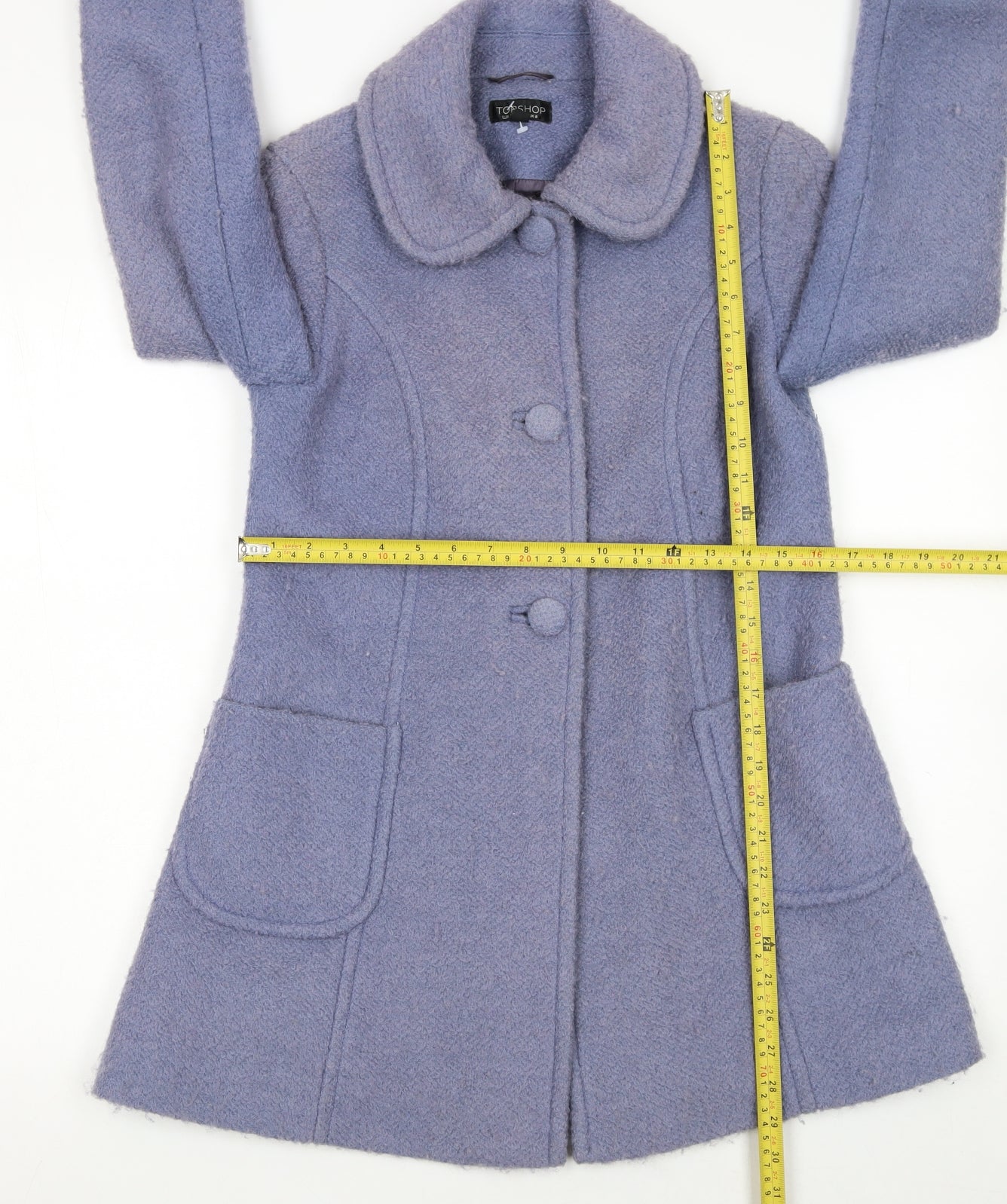Topshop Women’s Purple Wool Blend Mid-Length Coat UK 8