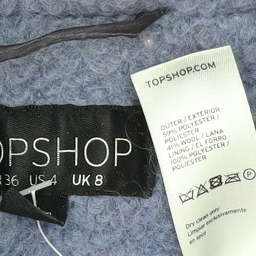 Topshop Women’s Purple Wool Blend Mid-Length Coat UK 8