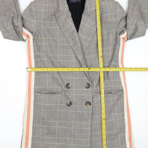 Marks and Spencer Womens Grey Check Double-Breasted Blazer Size 12