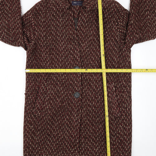 Marks and Spencer Women Brown Wool Blend Mid-Length Overcoat Size 12