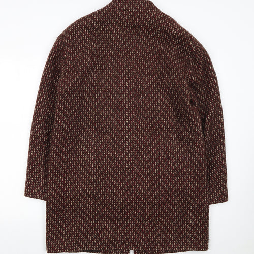 Marks and Spencer Women Brown Wool Blend Mid-Length Overcoat Size 12