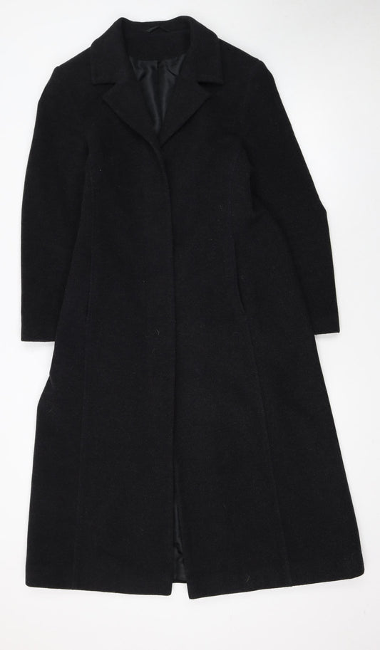 BHS Women’s Black Petite Wool Cashmere Long Overcoat Size 12