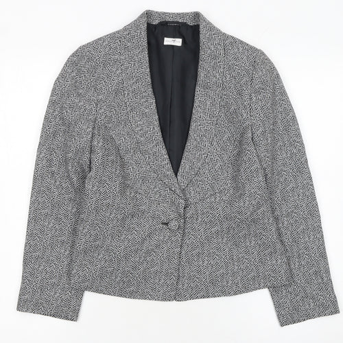 Minuet Petite Women's Black & White Herringbone Blazer UK 12 Petite