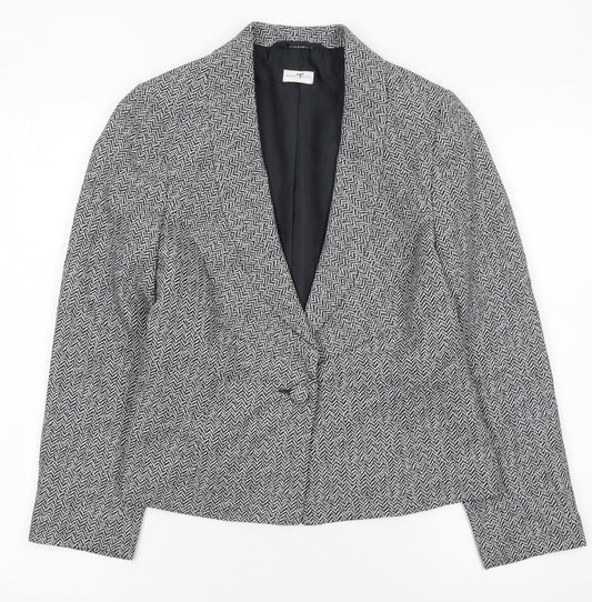 Minuet Petite Women's Black & White Herringbone Blazer UK 12 Petite
