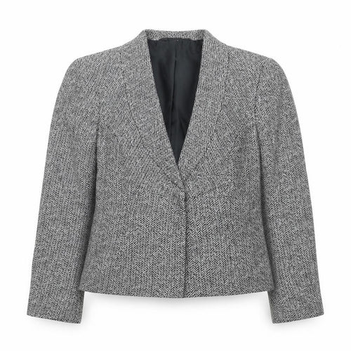 Minuet Petite Women's Black & White Herringbone Blazer UK 12 Petite