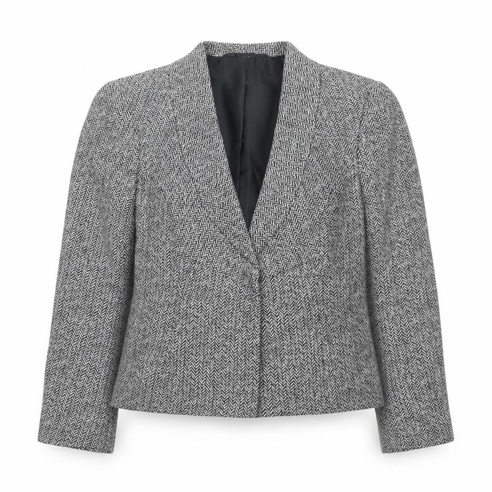 Minuet Petite Women's Black & White Herringbone Blazer UK 12 Petite