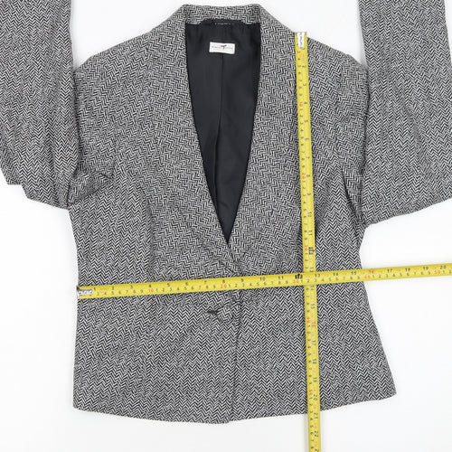 Minuet Petite Women's Black & White Herringbone Blazer UK 12 Petite