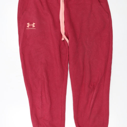 Under Armour Womens Red Jogger Sweatpants L Loose Fit Fleece Trousers