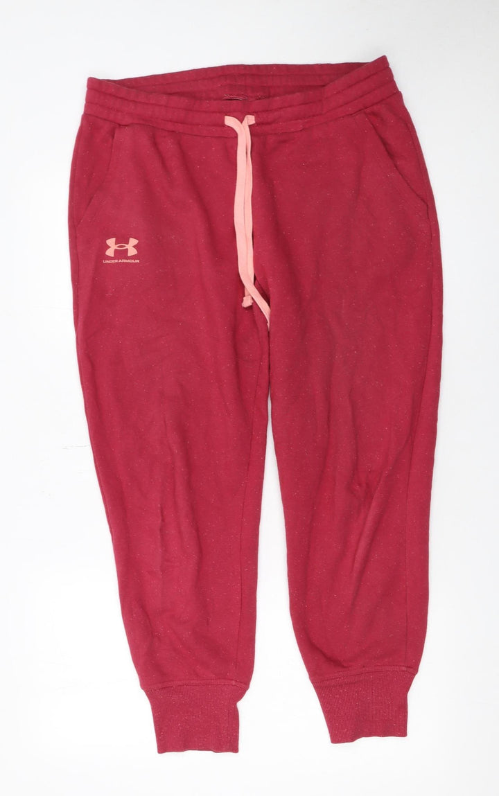 Under Armour Womens Red Jogger Sweatpants L Loose Fit Fleece Trousers