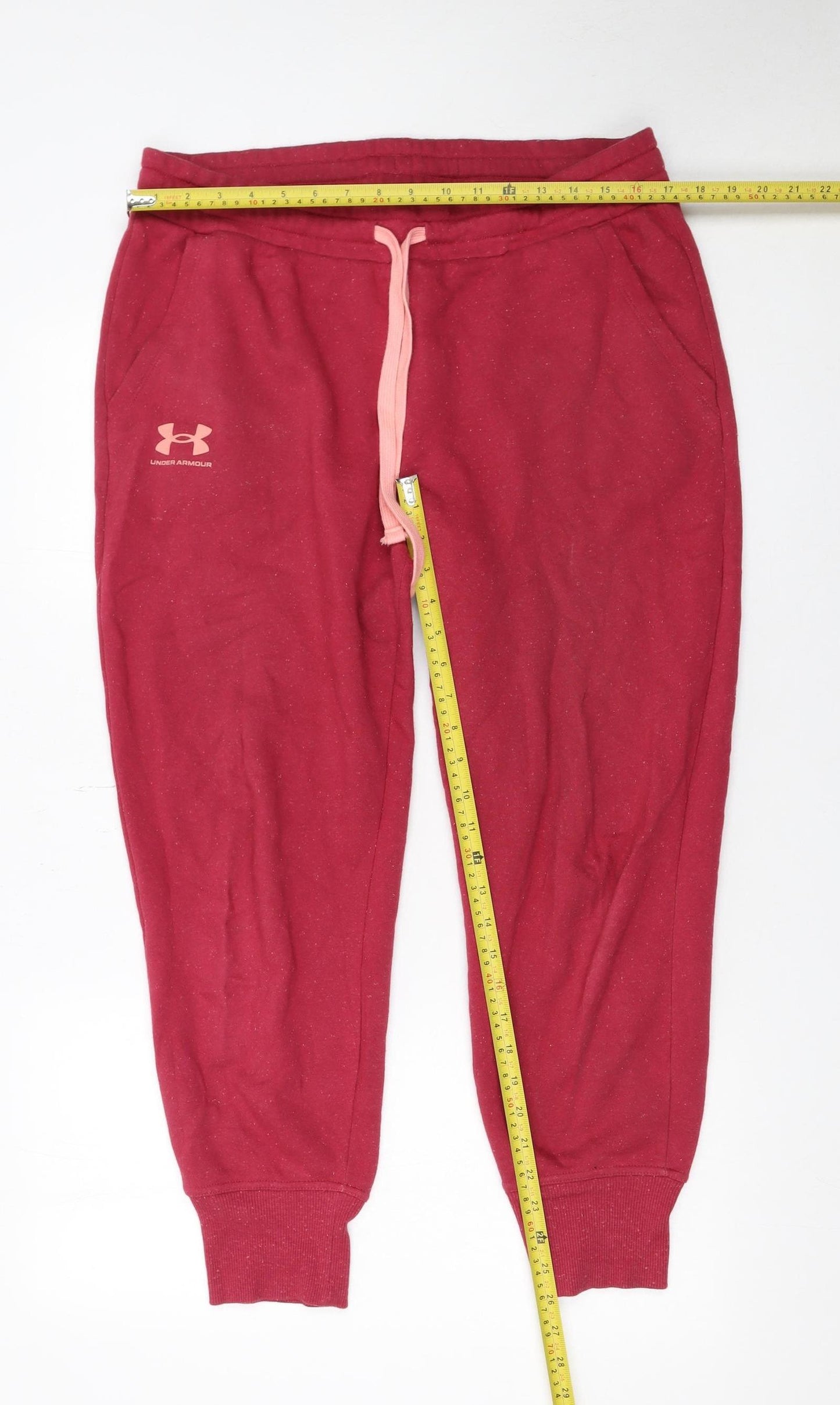 Under Armour Womens Red Jogger Sweatpants L Loose Fit Fleece Trousers