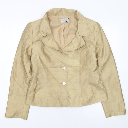 Oltre Women Beige Silk Single-Breasted Suit Jacket UK 10