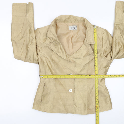 Oltre Women Beige Silk Single-Breasted Suit Jacket UK 10