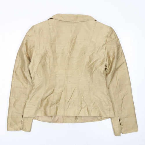 Oltre Women Beige Silk Single-Breasted Suit Jacket UK 10