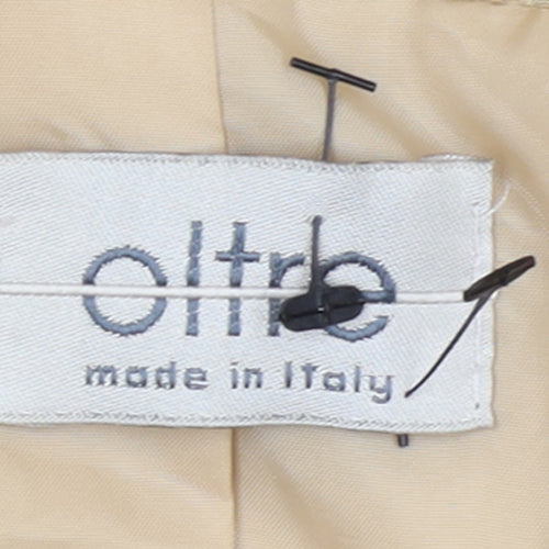 Oltre Women Beige Silk Single-Breasted Suit Jacket UK 10