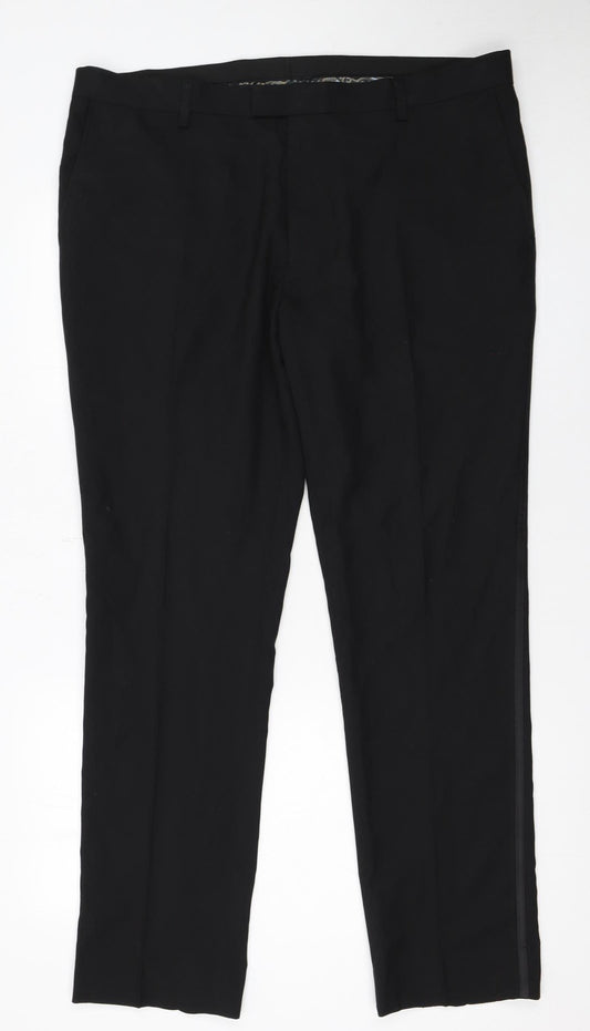 Next Men's Black Dress Pants 38W 31L Straight Leg Formal Trousers