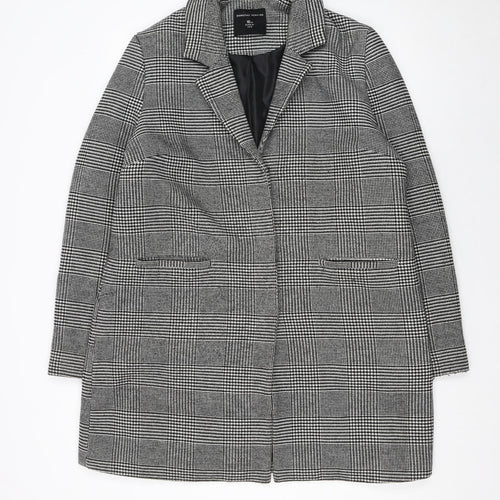 Dorothy Perkins Women's Grey Check Mid-Length Overcoat Size 16
