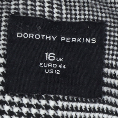 Dorothy Perkins Women's Grey Check Mid-Length Overcoat Size 16