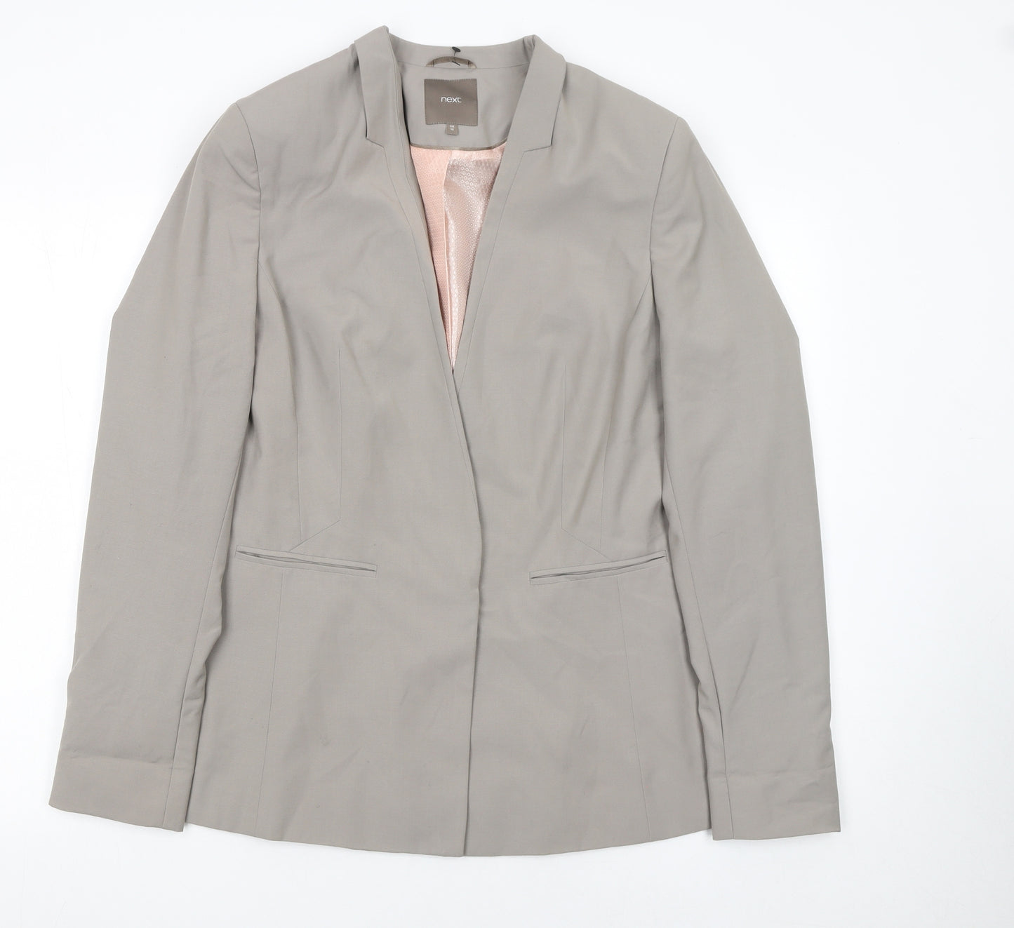 Next Women Beige Tailored Suit Jacket Size 16 Regular Lined Blazer