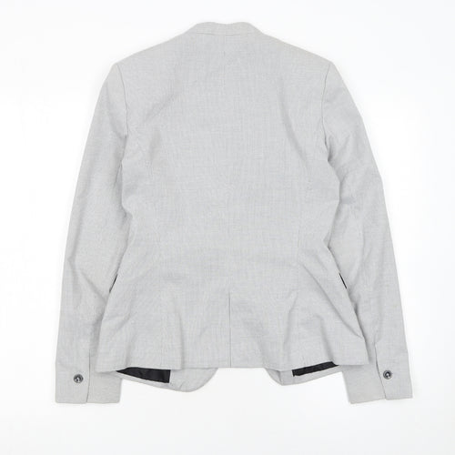 Zara Women Grey Houndstooth Slim Fit Blazer Jacket Size 8