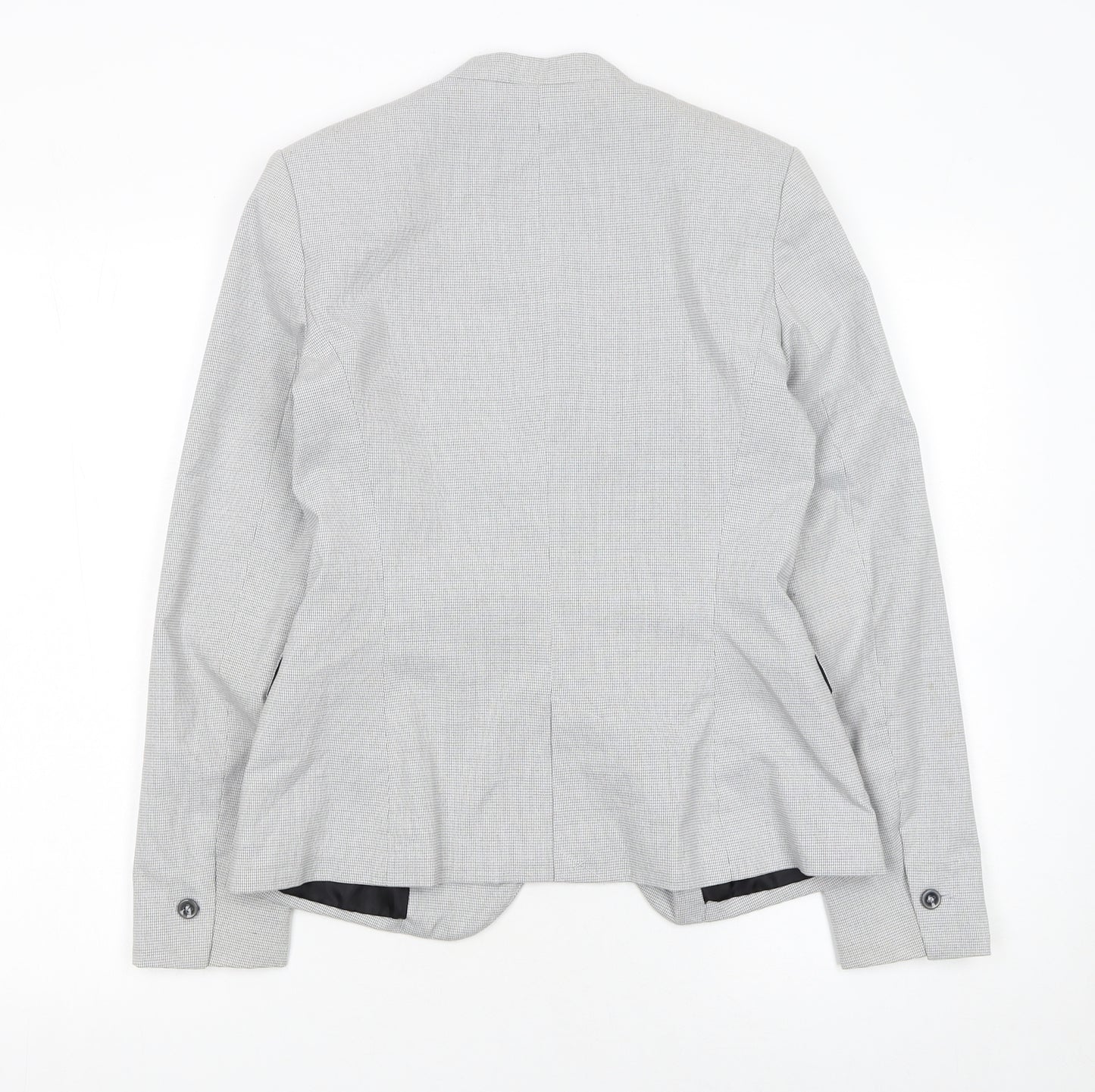 Zara Women Grey Houndstooth Slim Fit Blazer Jacket Size 8