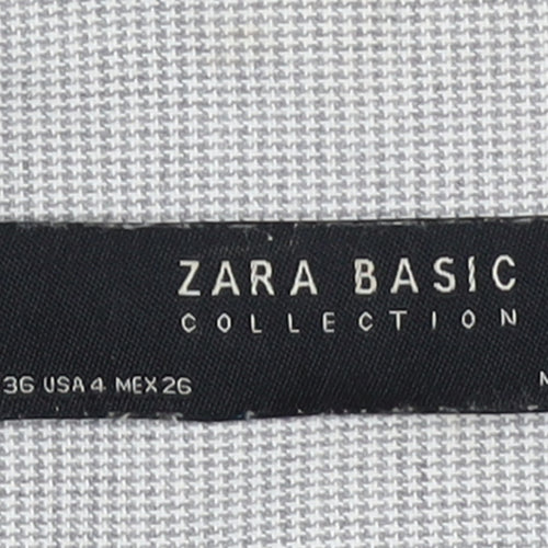 Zara Women Grey Houndstooth Slim Fit Blazer Jacket Size 8