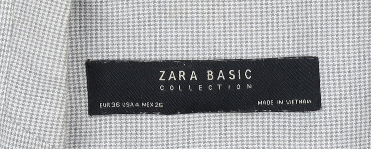Zara Women Grey Houndstooth Slim Fit Blazer Jacket Size 8