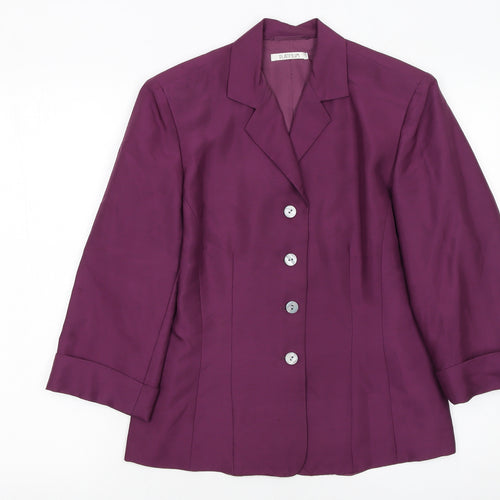 Platinum Women's Purple Silk 3/4 Sleeve Button Blouse Size 10