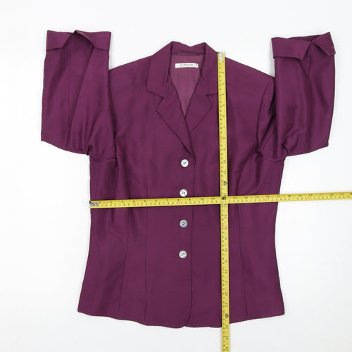Platinum Women's Purple Silk 3/4 Sleeve Button Blouse Size 10
