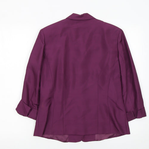 Platinum Women's Purple Silk 3/4 Sleeve Button Blouse Size 10