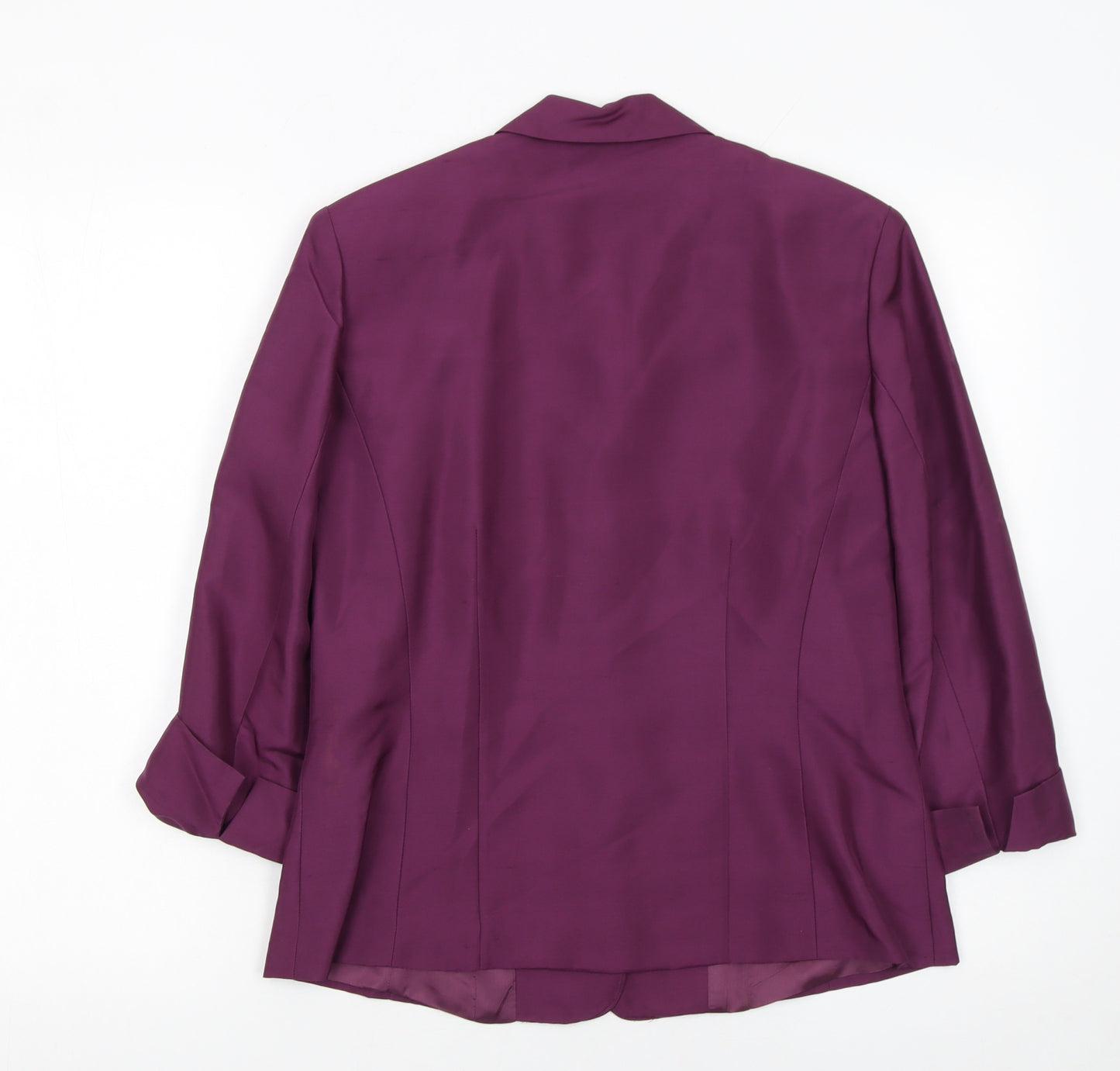 Platinum Women's Purple Silk 3/4 Sleeve Button Blouse Size 10