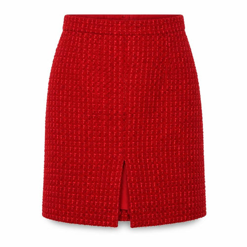 Marks and Spencer Women Red Tweed Pencil Skirt Size 14 Lined Wool Blend