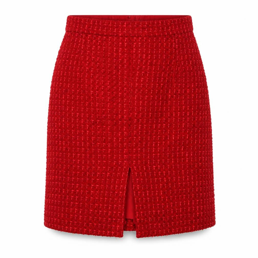 Marks and Spencer Women Red Tweed Pencil Skirt Size 14 Lined Wool Blend