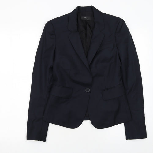 Joseph Women's Blue Wool Single-Breasted Blazer Size 8 Classic Work Jacket