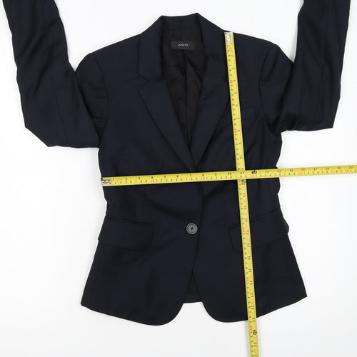Joseph Women's Blue Wool Single-Breasted Blazer Size 8 Classic Work Jacket