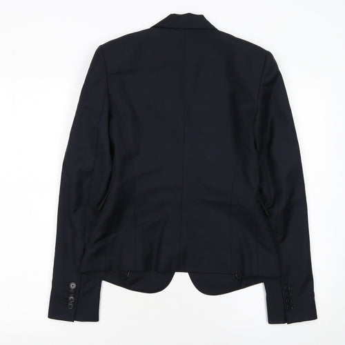 Joseph Women's Blue Wool Single-Breasted Blazer Size 8 Classic Work Jacket